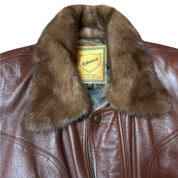 Leather Bomber With Fur Collar, small - Picture 4 of 16